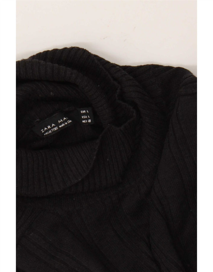 Pulover pentru bărbați Zara cu gât rulat, mare, negru