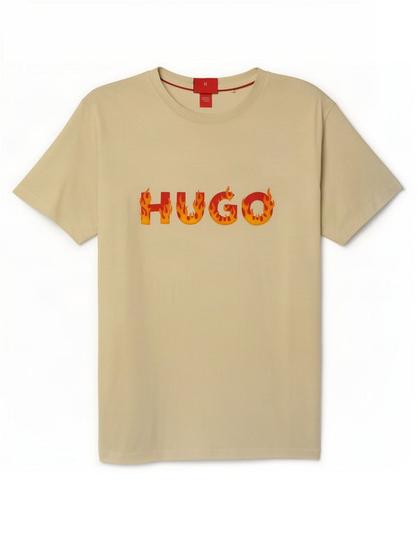 Tricou grafic pentru bărbați Hugo Boss Top mare din bumbac galben