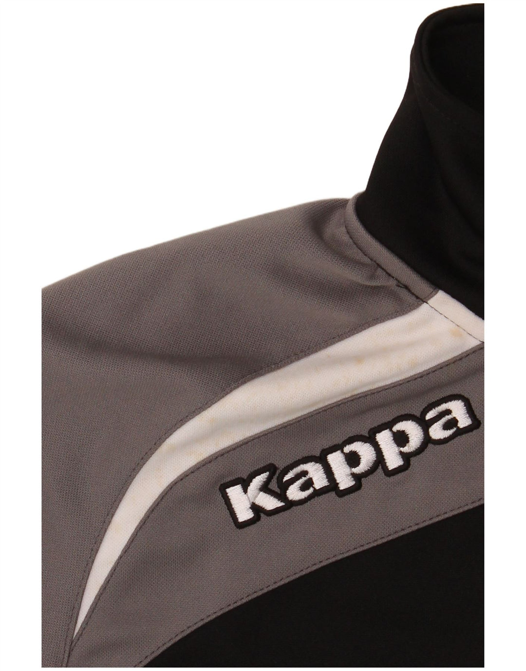 KAPPA Mens Graphic Zip Neck Sweatshirt Jumper Small Black Colourblock