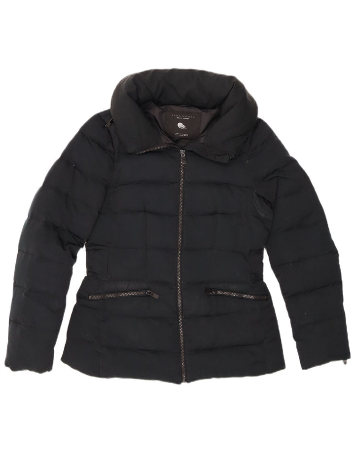 Jachetă căptușită cu glugă pentru femei ZARA UK 12 Medium Black