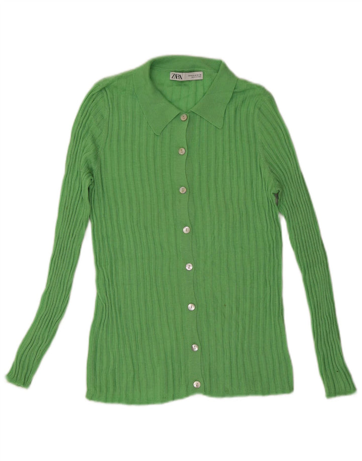 Pulover cardigan pentru femei Zara UK 12 verde mediu