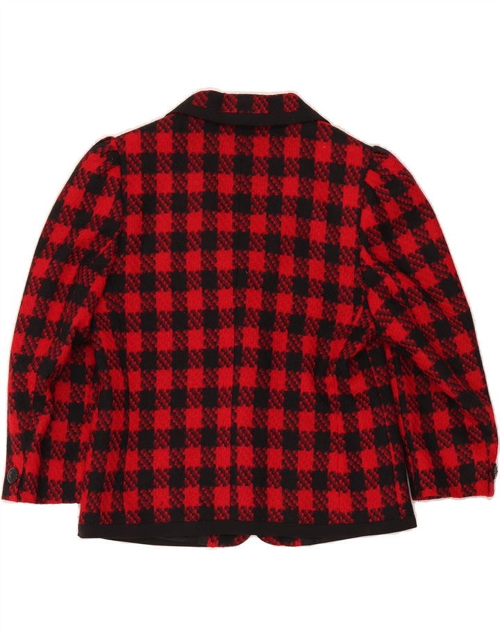 GOLDEN GATE Womens 3/4 Sleeve Blazer Jacket EU 38 Medium Red Houndstooth Vintage Golden Gate and Second-Hand Golden Gate from Messina Hembry 