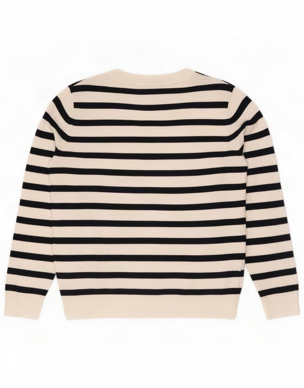 Marks & Spencer Pulover cu decolteu în V pentru femei UK 14 Medium White Striped
