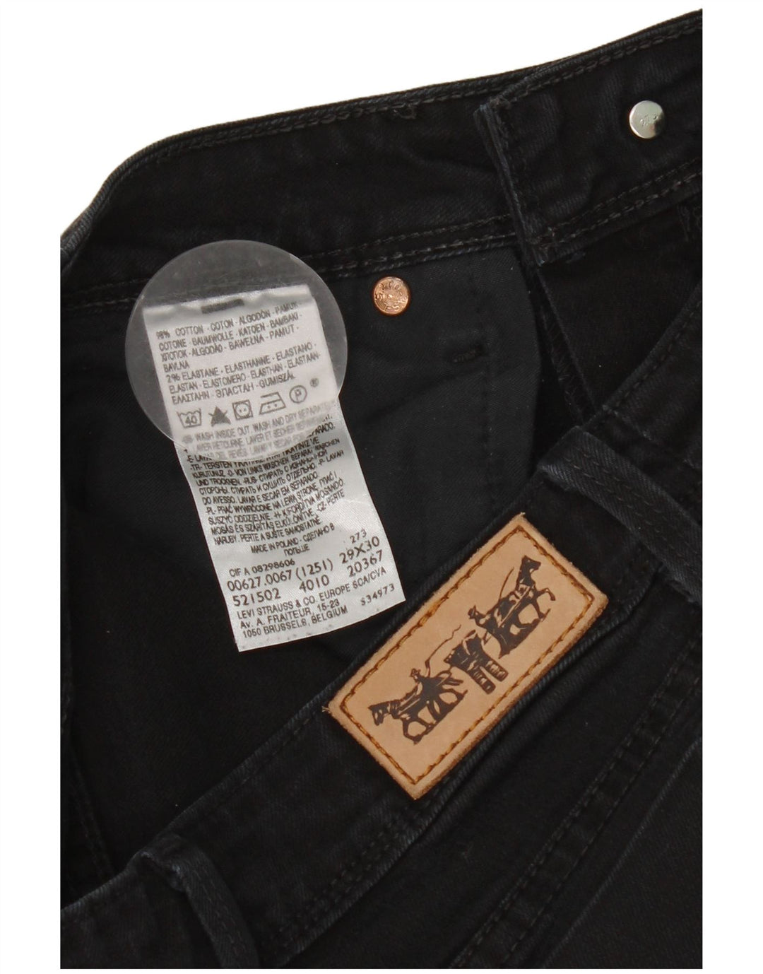 Blugi drepti pentru femei Levi's 627 W29 L30 bumbac negru