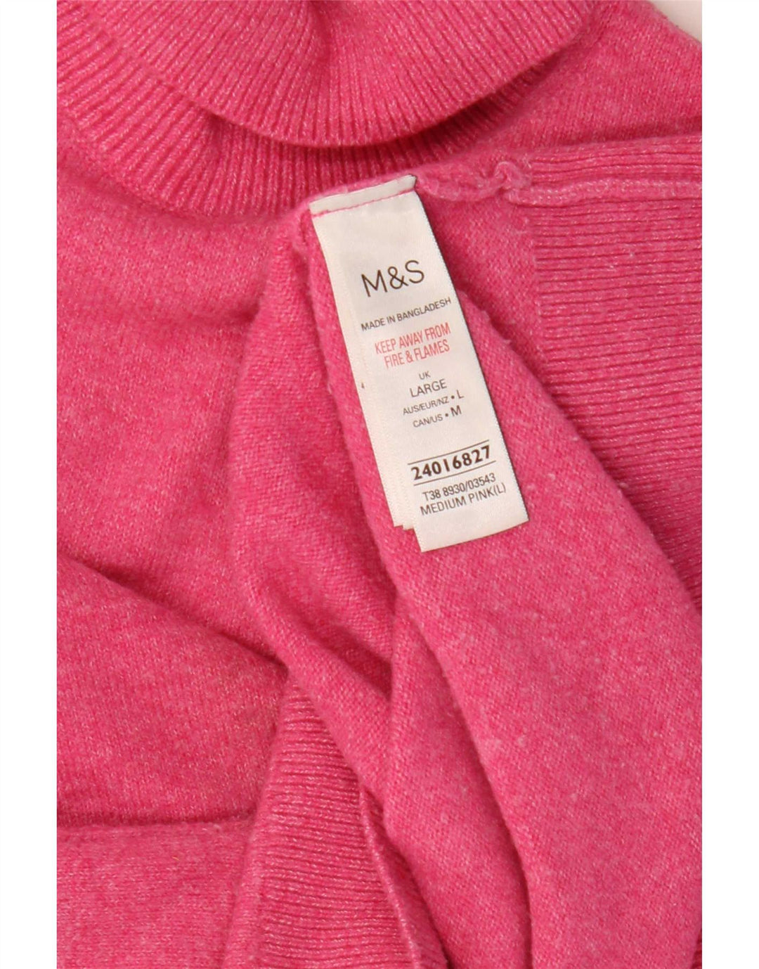 Marks & Spencer Pulover supradimensionat pentru femei cu gât rulat, UK 16, mare, roz