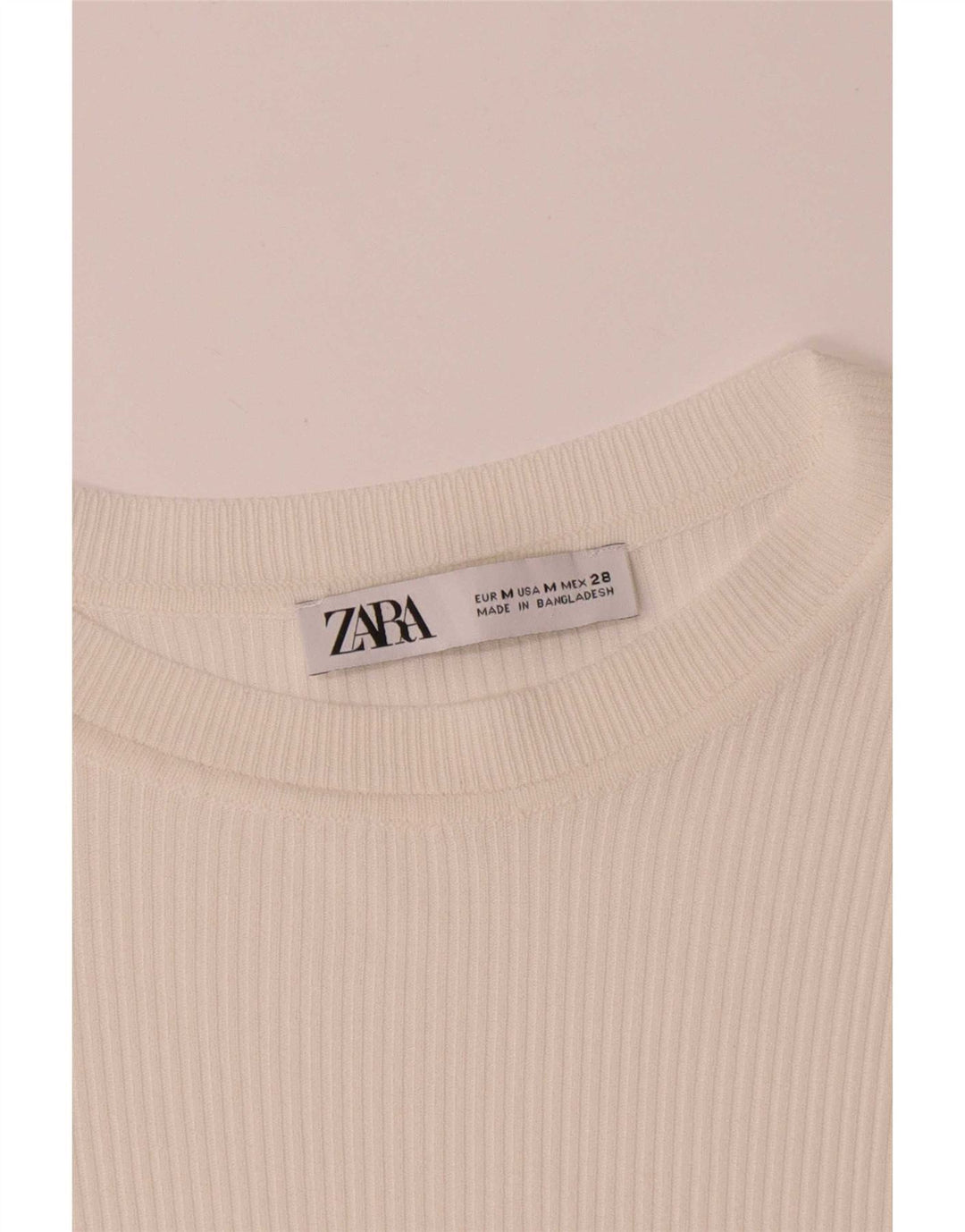 Top femeie Zara cu mânecă lungă UK 12 Medium White