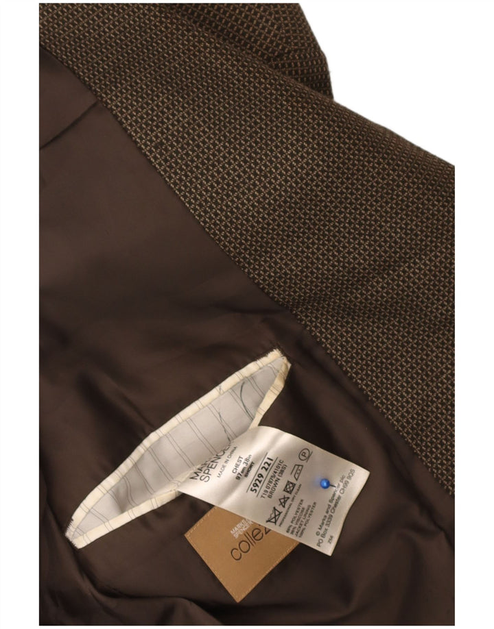 Sacou Marks & Spencer pentru bărbați cu 2 nasturi, UK 38, maro mediu, carouri