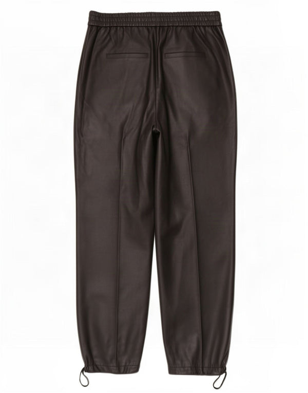 Zara Womens Joggers Faux Leather Trousers Medium W32 L26 Black Polyurethane