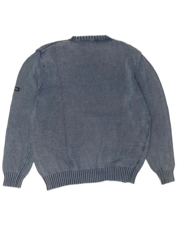 Pulover pentru bărbați Woolrich cu decolteu rotund, XL, albastru, bumbac