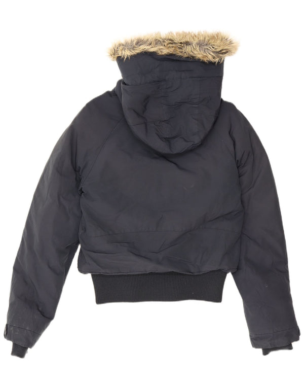 Jachetă căptușită cu glugă Woolrich pentru femei UK 12 Medium bleumarin bumbac