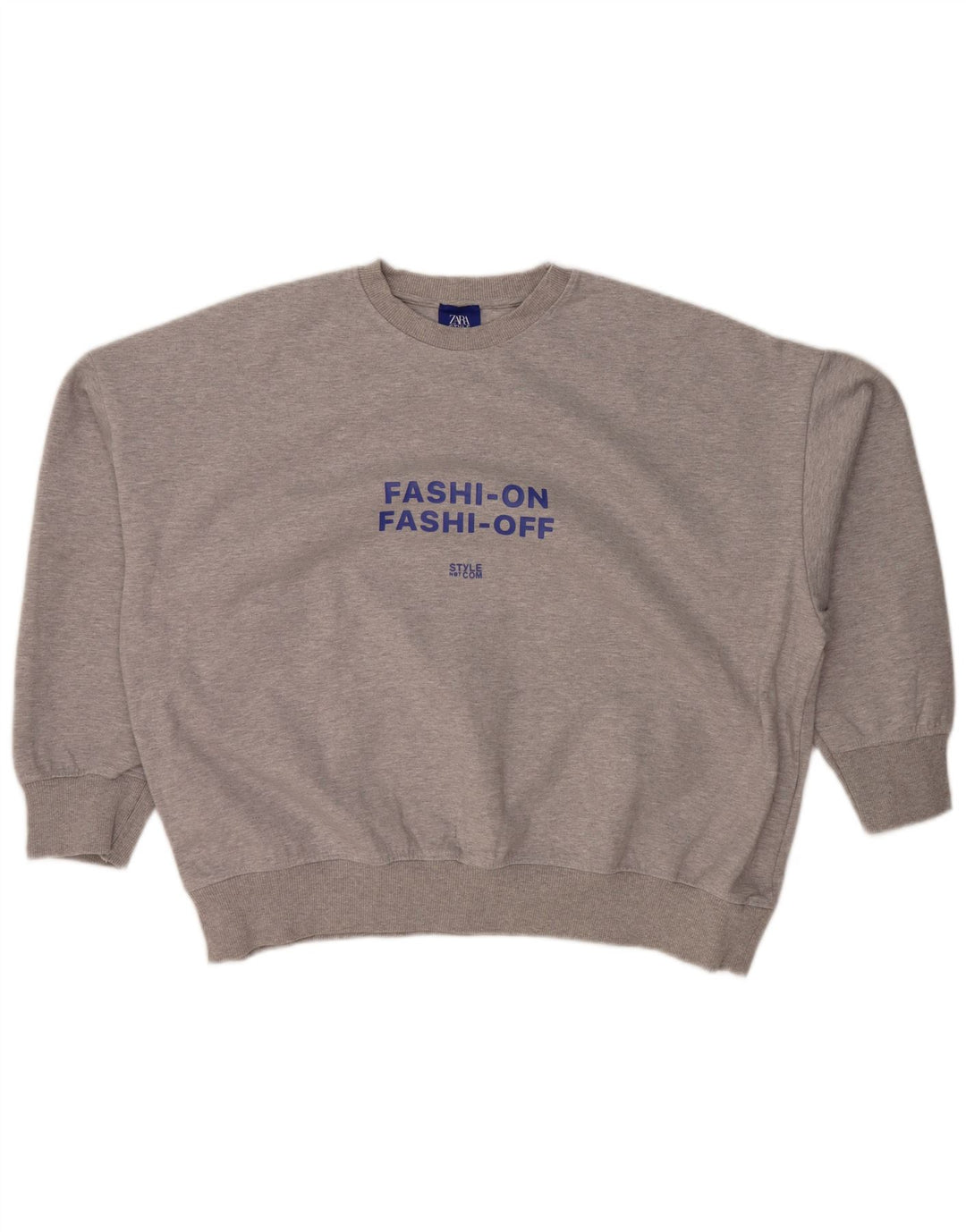 Pulover cu grafic supradimensionat ZARA pentru femei UK 14 Medium Gri Pete