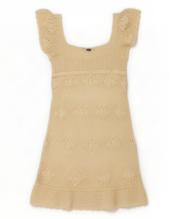 Guess Rochie A-Line Crochetată pentru Femei UK 8 Mic Bej Poliester