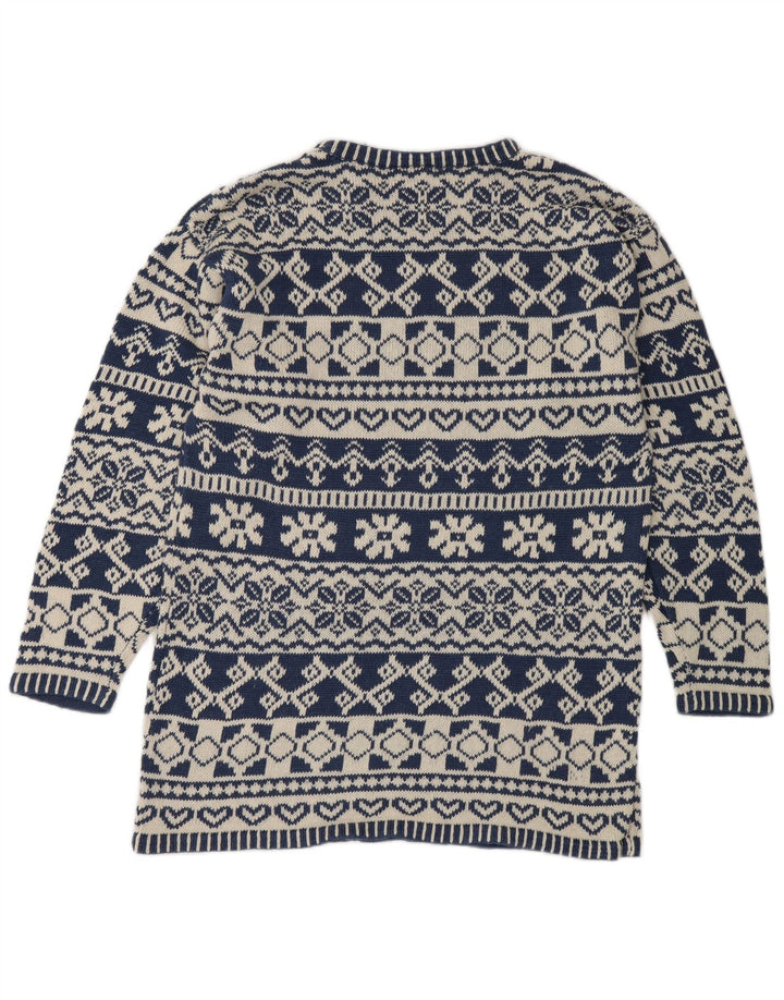 Pulover pentru bărbați Impuls cu gât crew pulover mic albastru Fair Isle Ramie