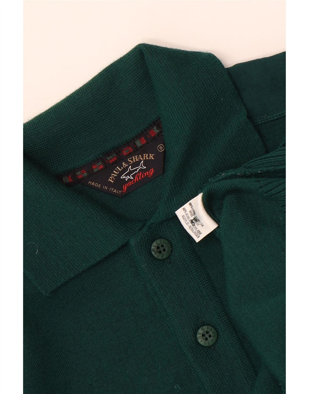 PAUL & SHARK Pulover cu gât polo pentru bărbați, lână verde mică
