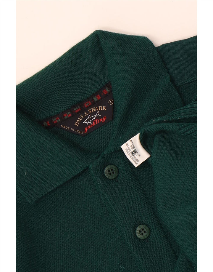 PAUL & SHARK Pulover cu gât polo pentru bărbați, lână verde mică