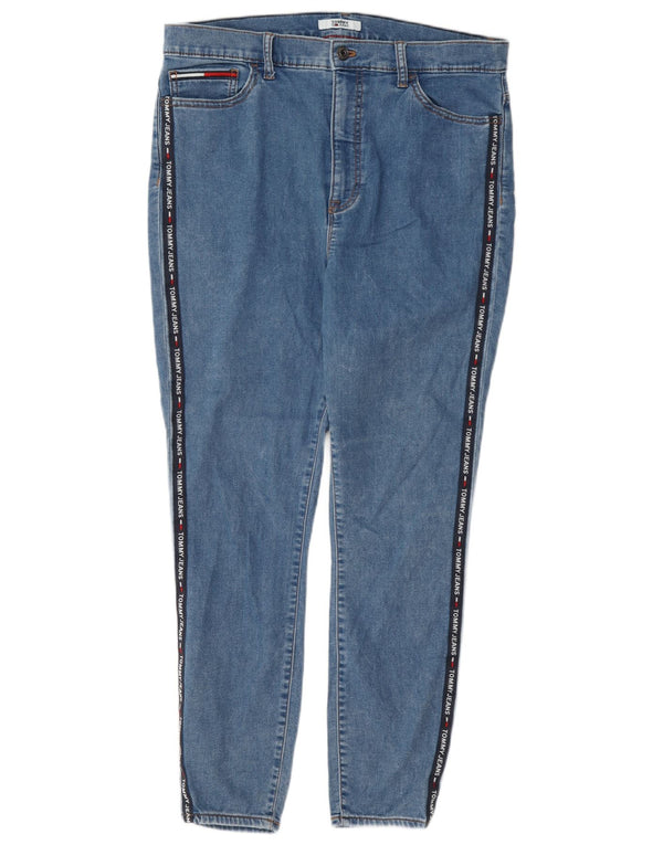 Blugi skinny cu grafic pentru femei cu talie înaltă Tommy Hilfiger US 14 XL W34 L27 Albastru