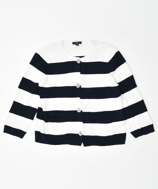 Pulover cardigan CHAPS pentru femei UK 18 XL bumbac cu dungi albe