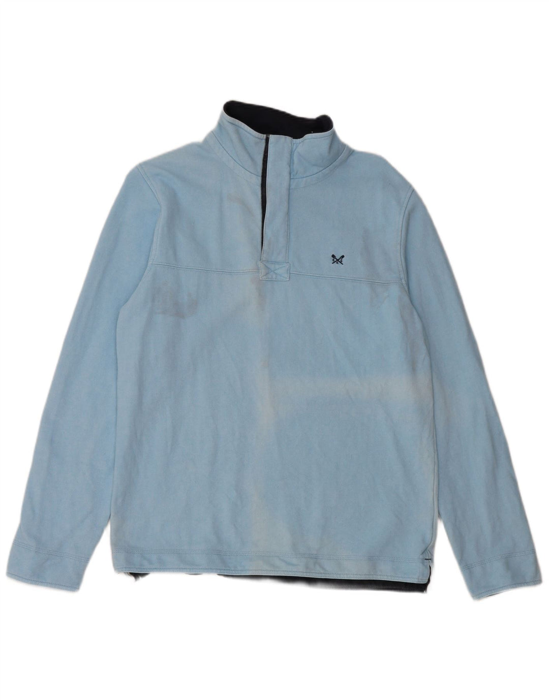 Crew Clothing Hanorac pentru bărbați cu fermoar și gât Pulover Bumbac albastru mediu
