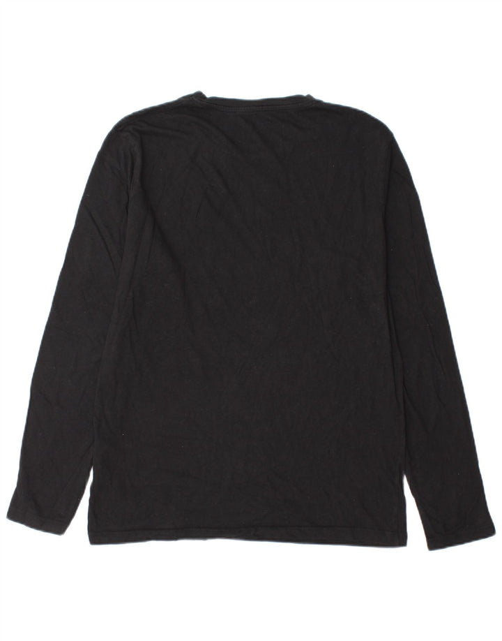 Jack & Jones pentru bărbați, top grafic cu mânecă lungă, bumbac mediu negru