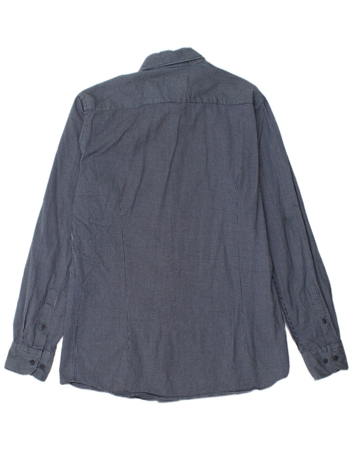 Cămașă Massimo Dutti pentru bărbați, bumbac cu carouri, albastru bleumarin mediu