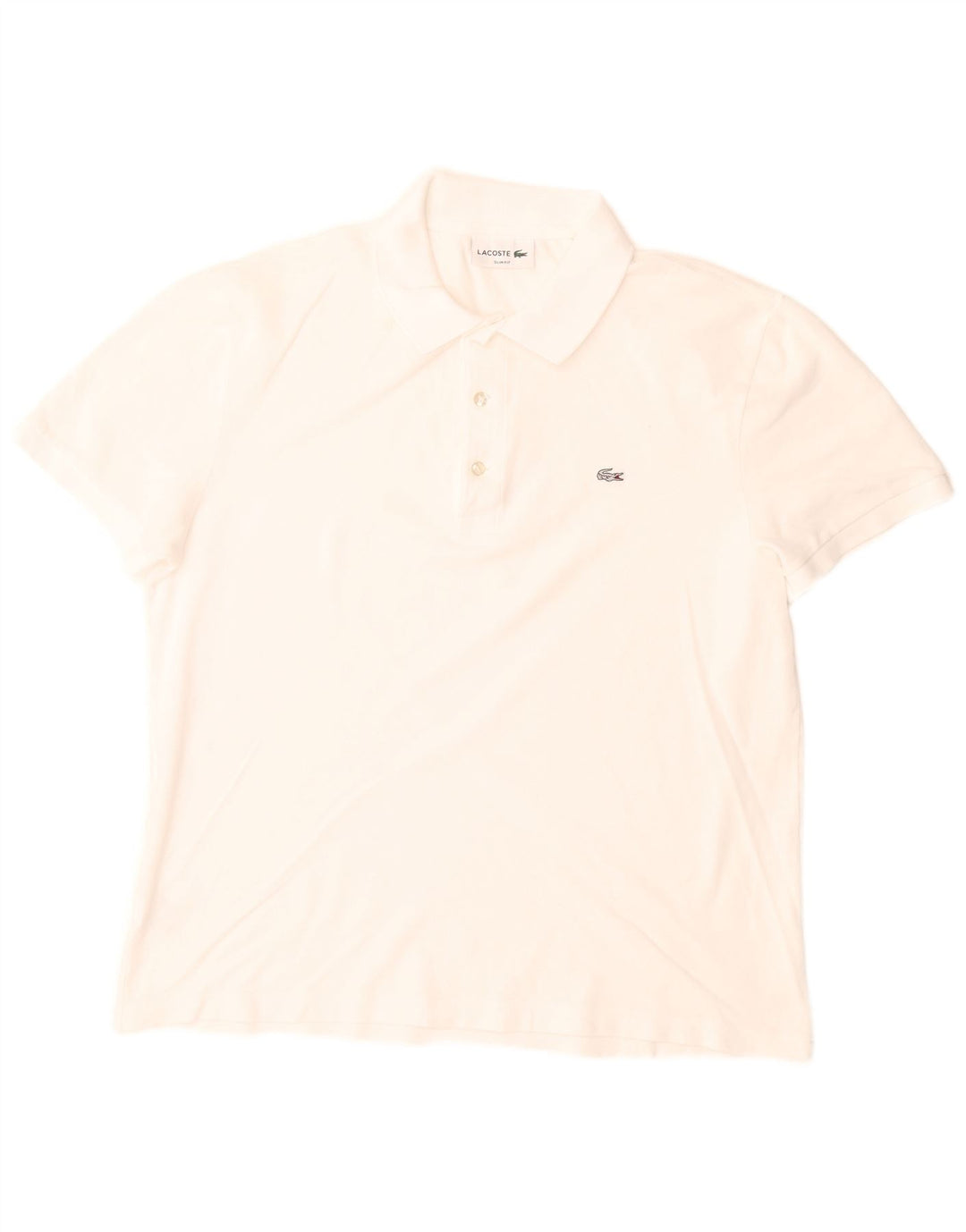 Tricou polo Lacoste pentru bărbați, slim fit, bumbac alb mediu