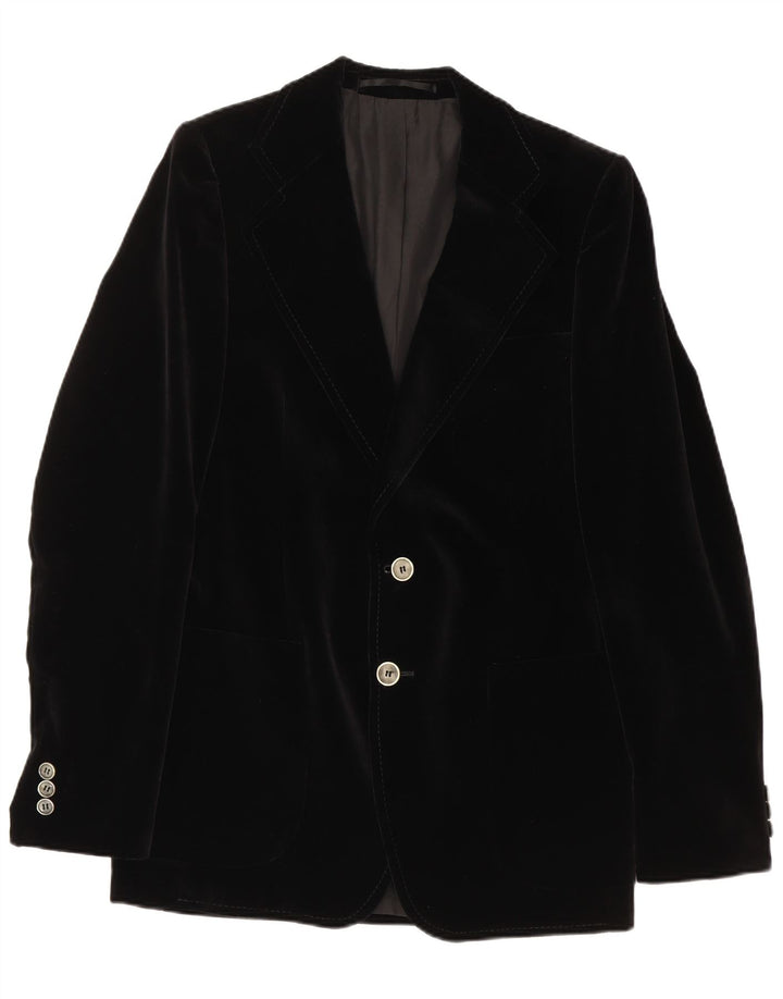 Jachetă vintage pentru bărbați din catifea cu 2 nasturi UK 36 Mic Negru