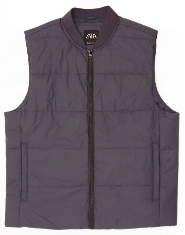 Gilet căptușit pentru bărbați Zara UK 40 mare, albastru, poliester