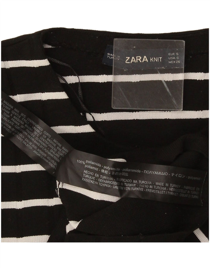 Crop Top pentru femei Zara cu mânecă lungă UK 10 Poliamidă cu dungi negre mici