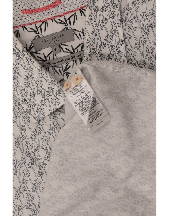 Cămașă cu mânecă scurtă pentru bărbați Ted Baker cu model abstract Mărimea 6 2XL Bumbac alb