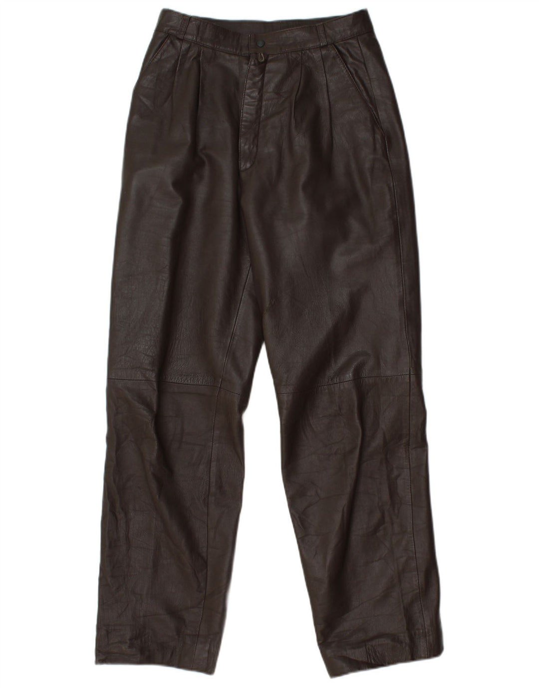 VINTAGE Pantaloni drepti din piele pentru femei W25 L29 maro