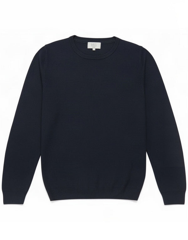 Pulover pentru bărbați Marks & Spencer, cu gât crew, mic, acrilic, albastru bleumarin
