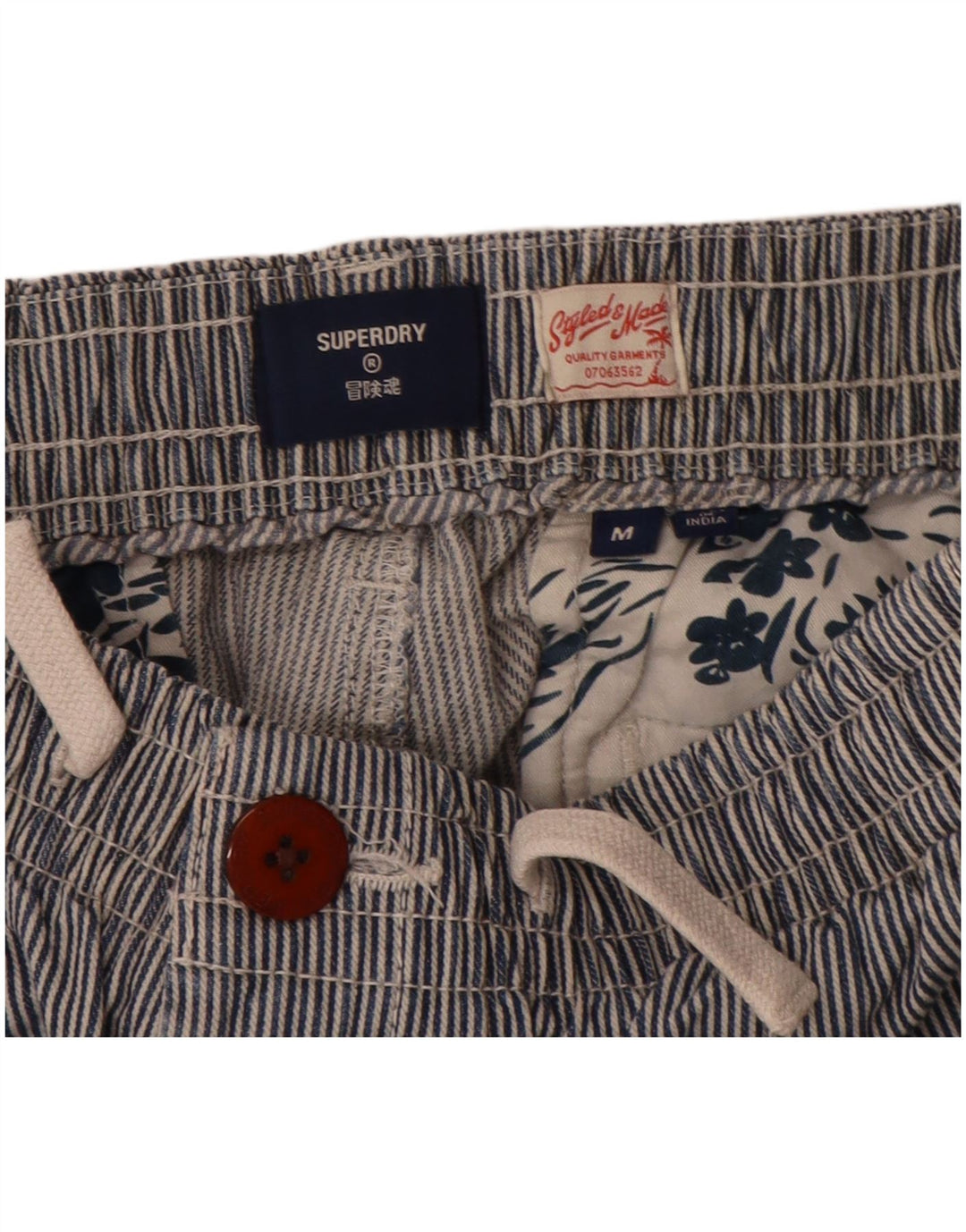 Pantaloni scurți chino pentru bărbați Superdry Medium W32 Blue Pinstripe Bumbac