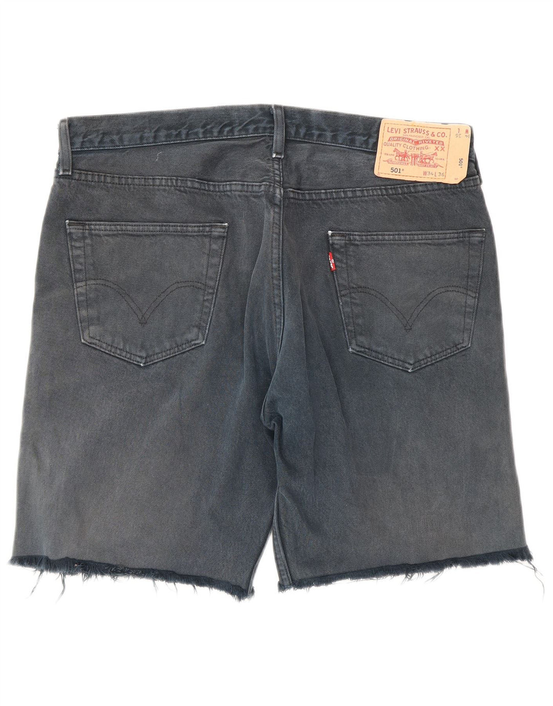 Pantaloni scurți din blugi pentru bărbați LEVI'S 501 W34 mari, bumbac bleumarin