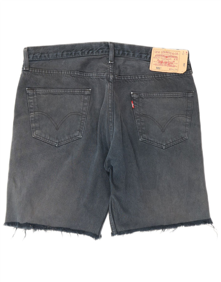 Pantaloni scurți din blugi pentru bărbați LEVI'S 501 W34 mari, bumbac bleumarin