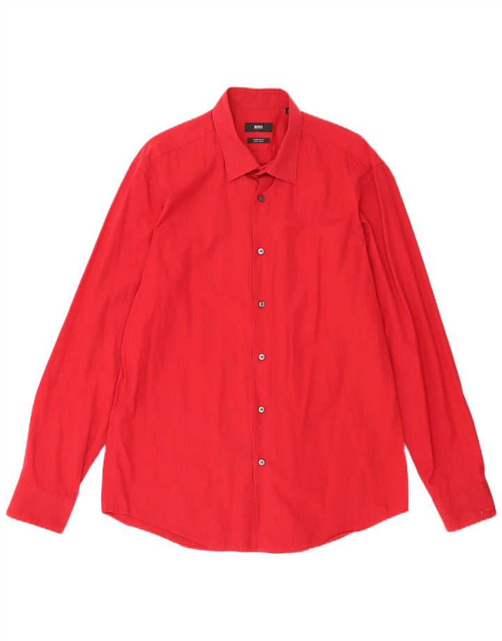 Cămașă pentru bărbați Hugo Boss Regular Fit Mărimea 41 16 Bumbac roșu mare