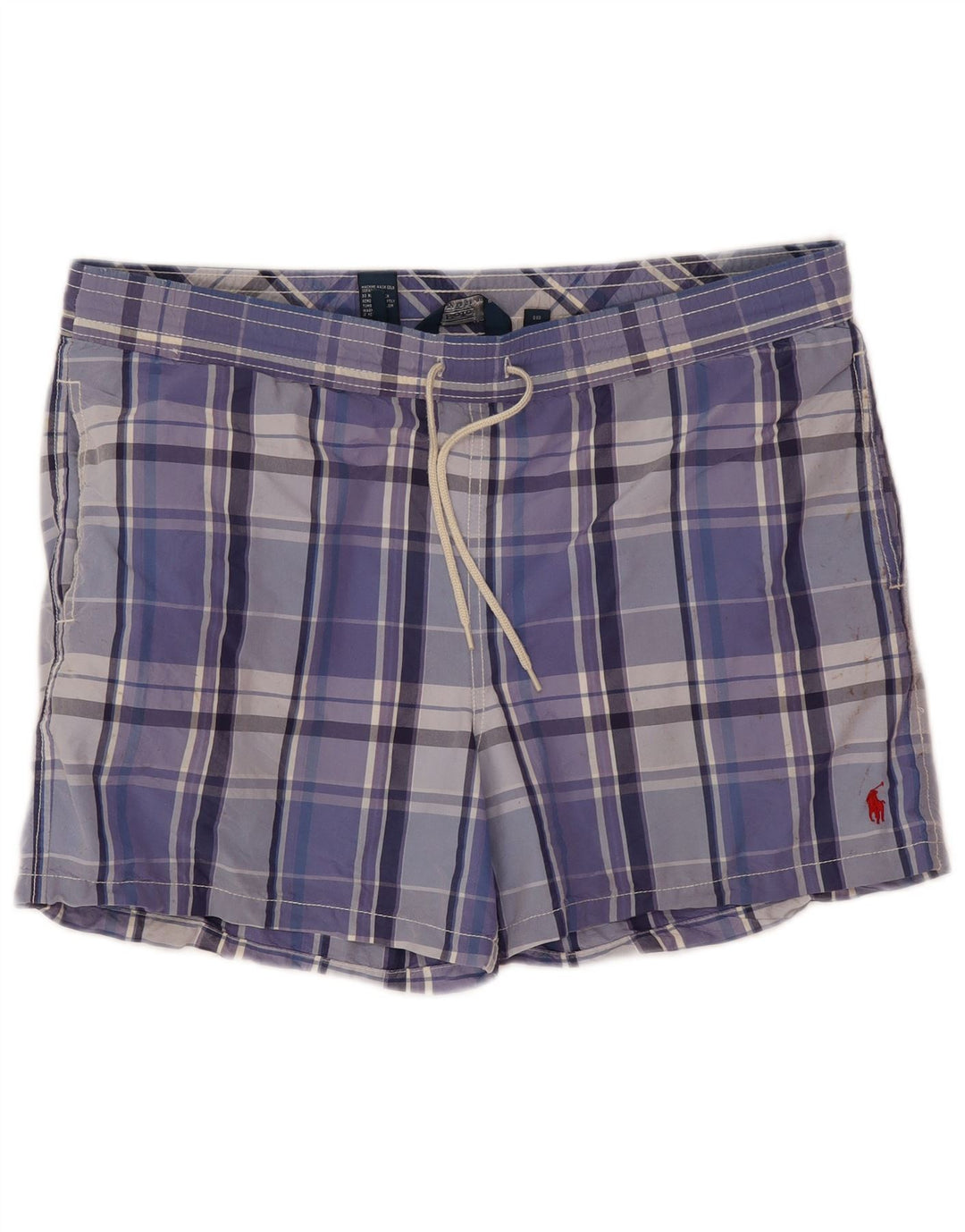 Pantaloni scurți de înot Polo Ralph Lauren pentru bărbați, poliester cu carouri albastre medii