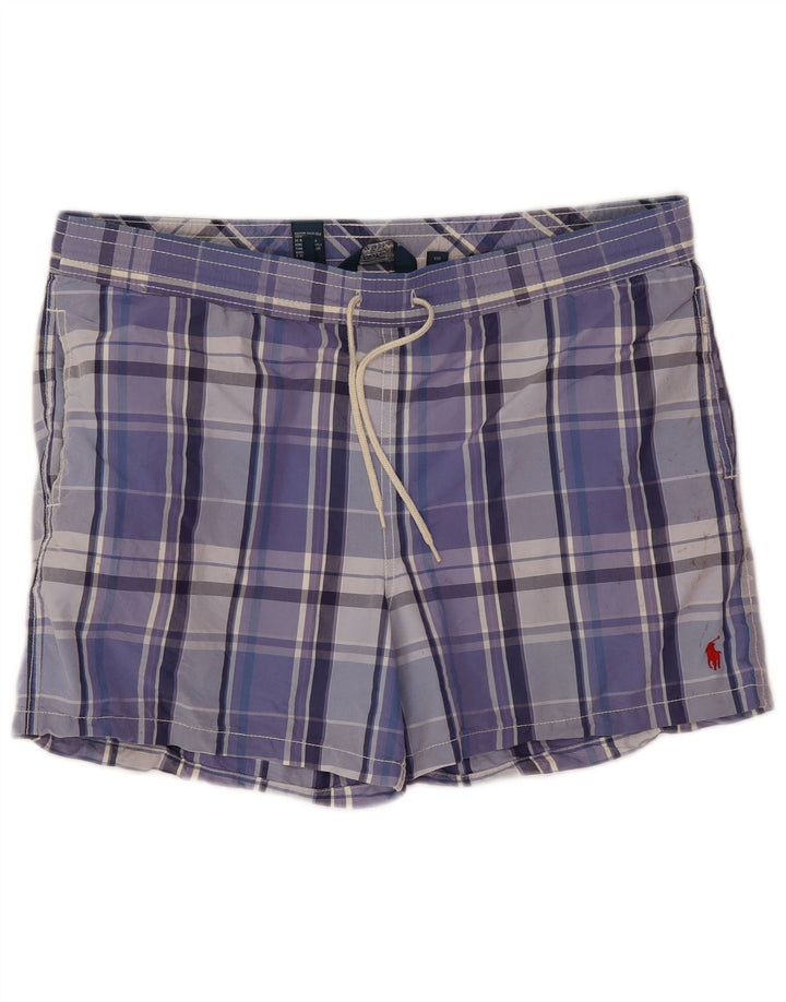 Pantaloni scurți de înot Polo Ralph Lauren pentru bărbați, poliester cu carouri albastre medii