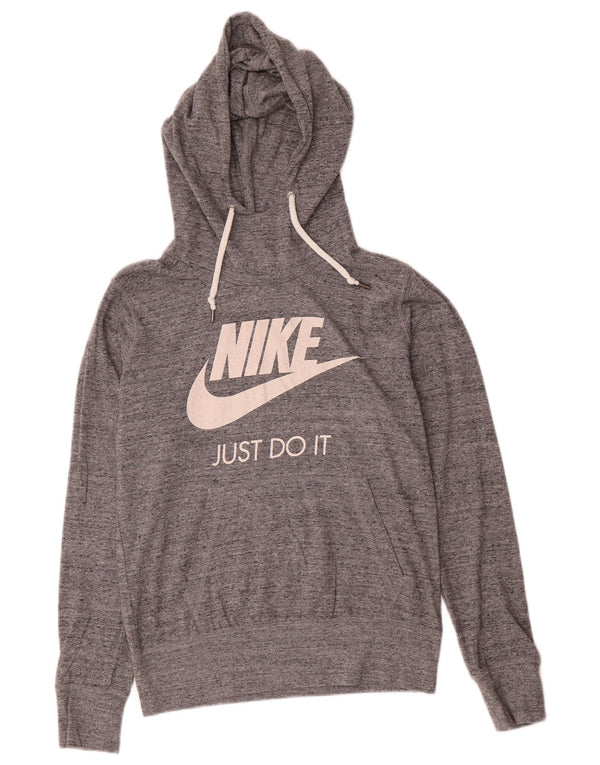 Pulover Nike pentru damă cu hanoră grafică UK 14, bumbac cu pete gri mediu