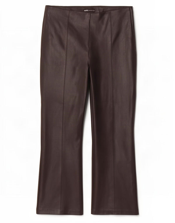 Zara Womens Bootcut Faux Leather Trousers XL W32 L27 Black Polyurethane