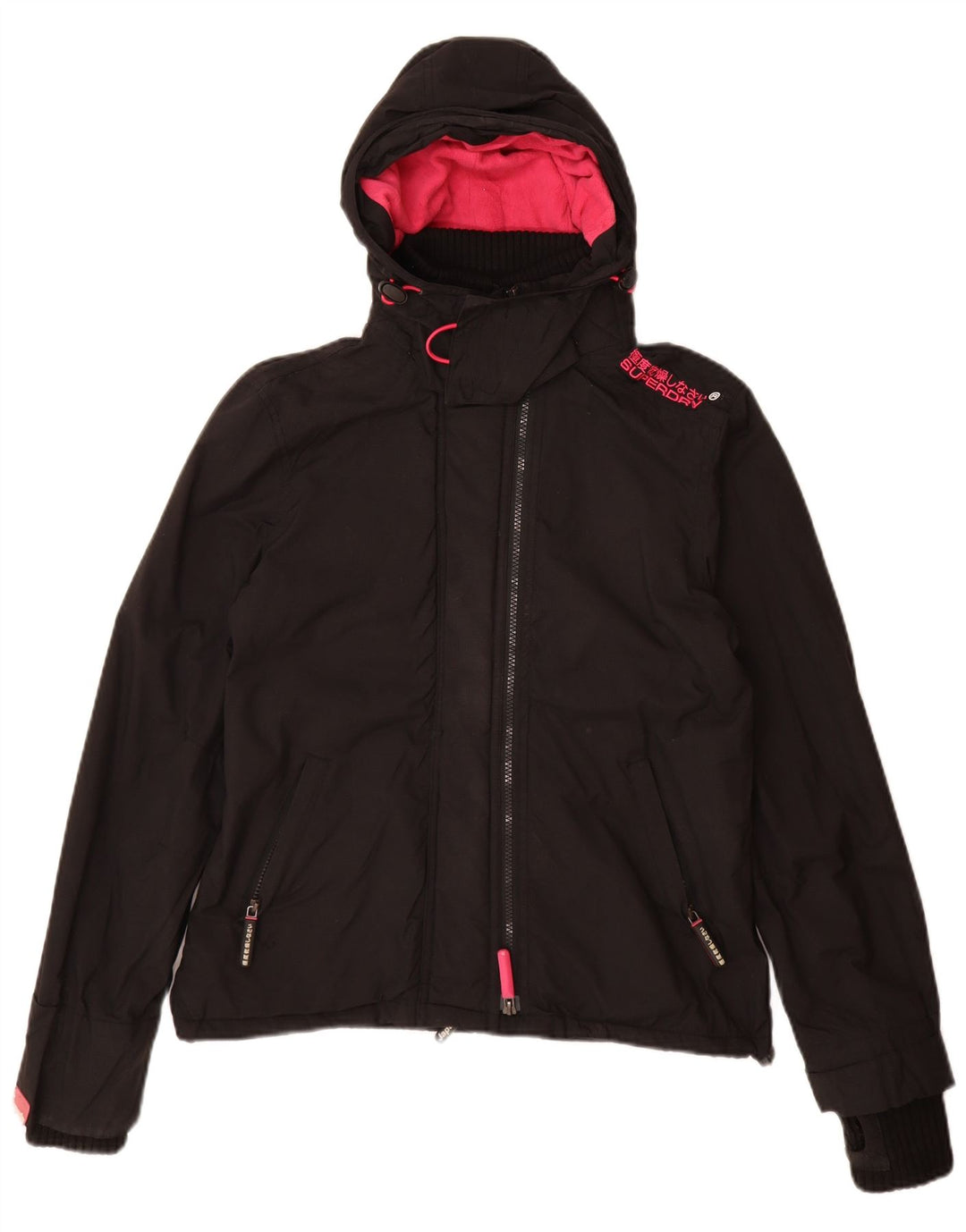 Jachetă Windbreaker Superdry pentru femei UK 14 Medium Black Nylon