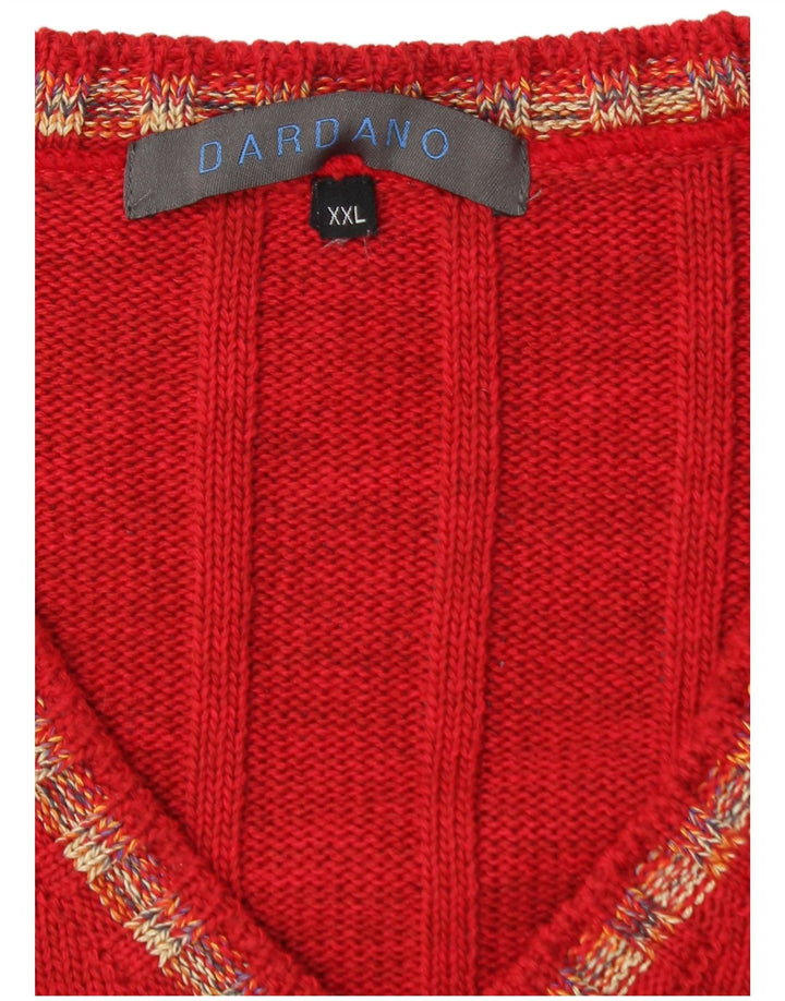 Pulover cu decolteu în V Dardano pentru bărbați, 2XL, lână roșie