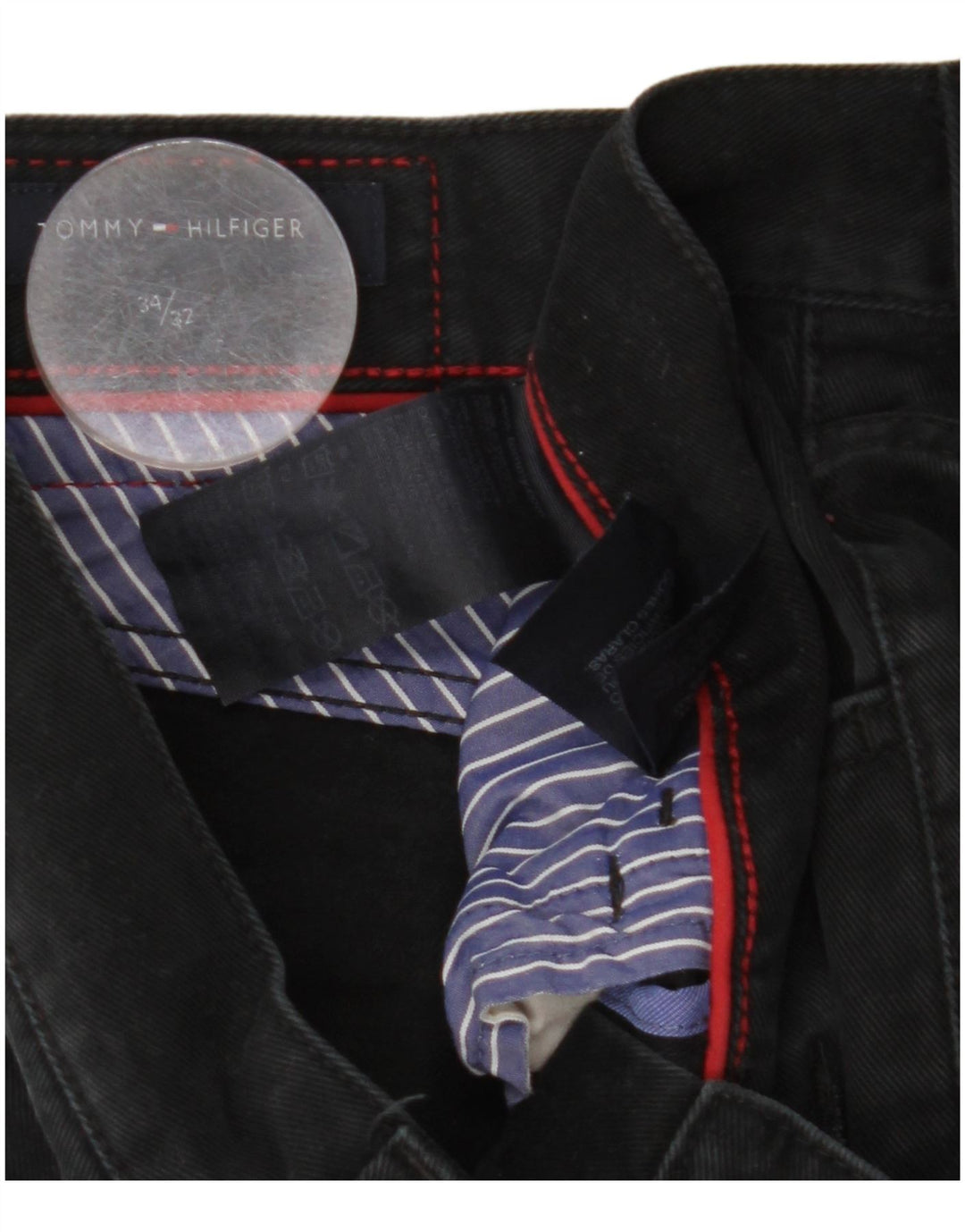 TOMMY HILFIGER Blugi drepti pentru bărbați W34 L27 bumbac negru