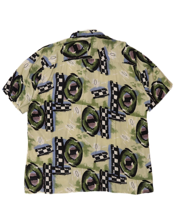 Cămașă Vintage pentru bărbați cu mânecă scurtă 2XL, multicoloră, geometrică, viscoză