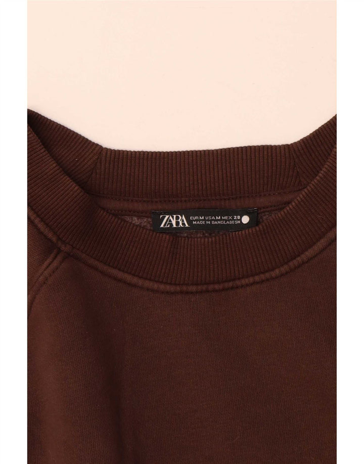Pulover pentru femei Zara UK 14, bumbac maro mediu
