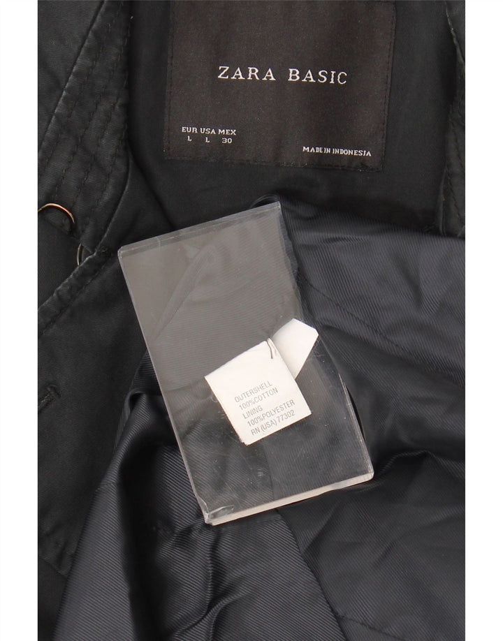 Trench pentru femei Zara UK 16 mare, negru, bumbac