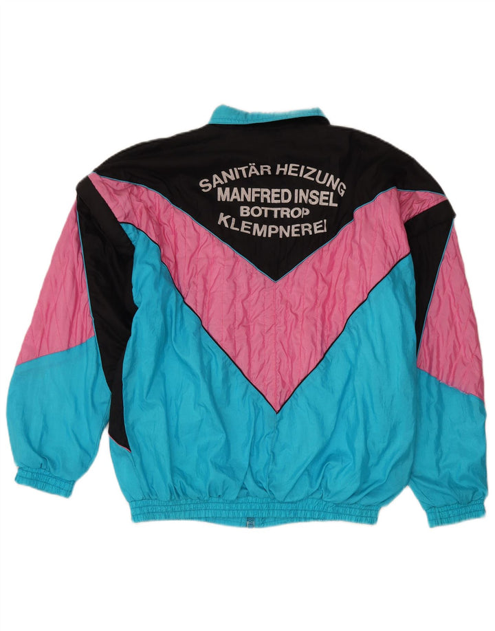 Jachetă de trening pentru bărbați vintage, albastru mediu, nailon color bloc