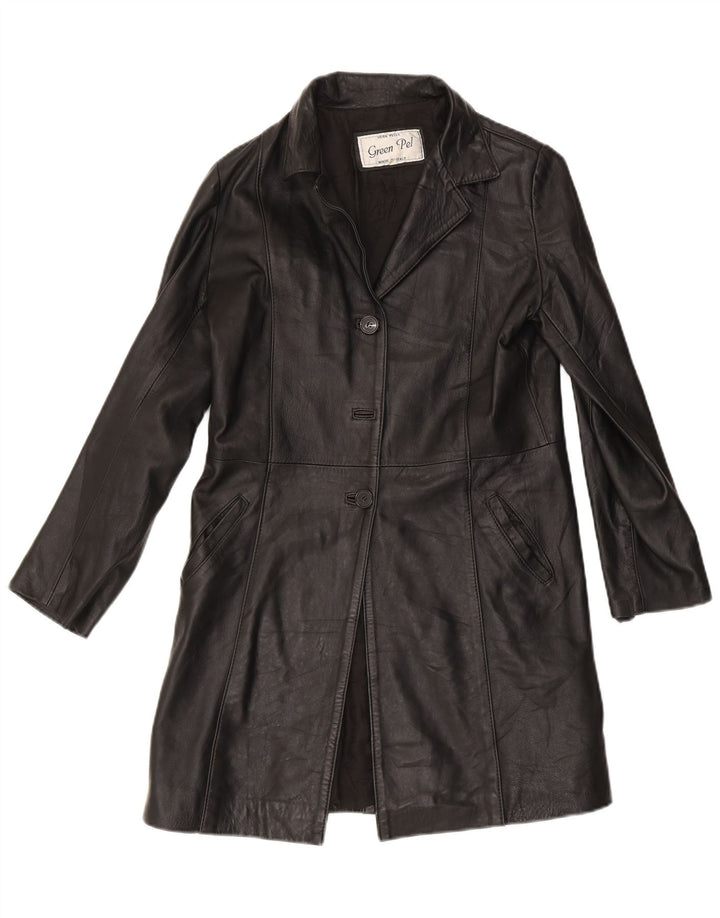 Palton din piele vintage pentru femei IT 46 mare negru
