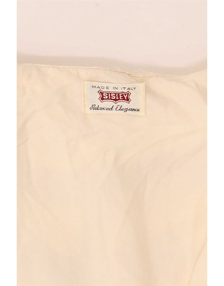 Bluză cămașă pentru femei Sisley UK 14 Medium Alb catifelat Floral