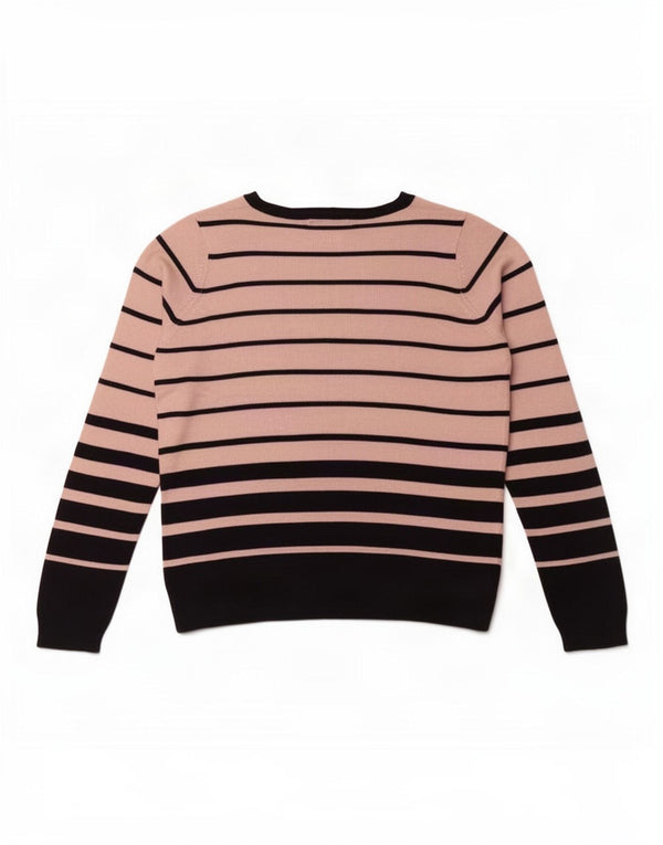 Pulover cu decolteu în V pentru femei Marks & Spencer UK 14, mare, roz, cu dungi