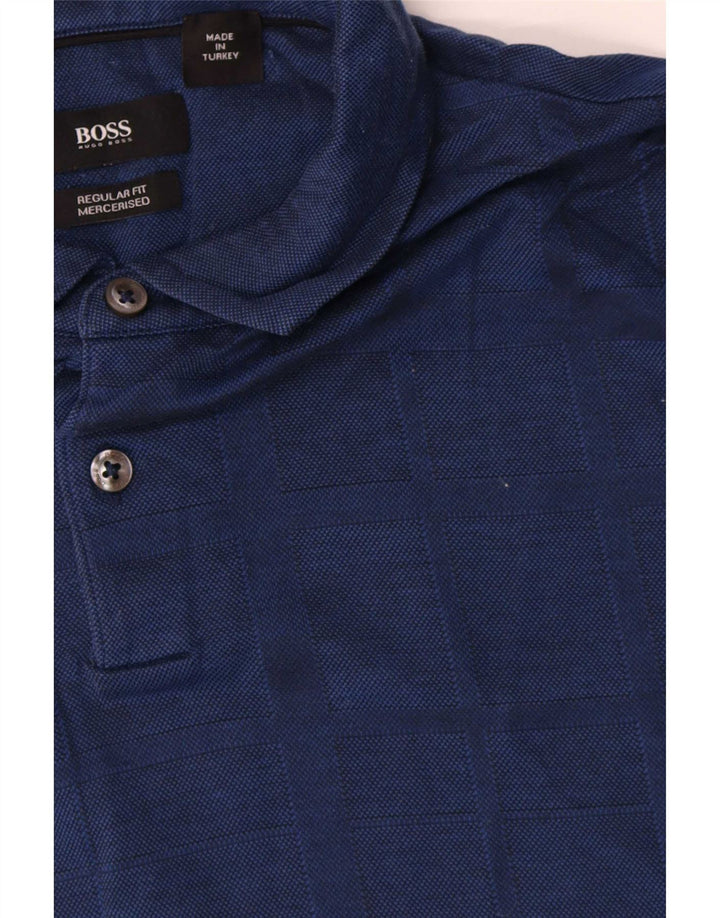 Cămașă polo Hugo Boss pentru bărbați, cu formă normală, din bumbac bleumarin mediu